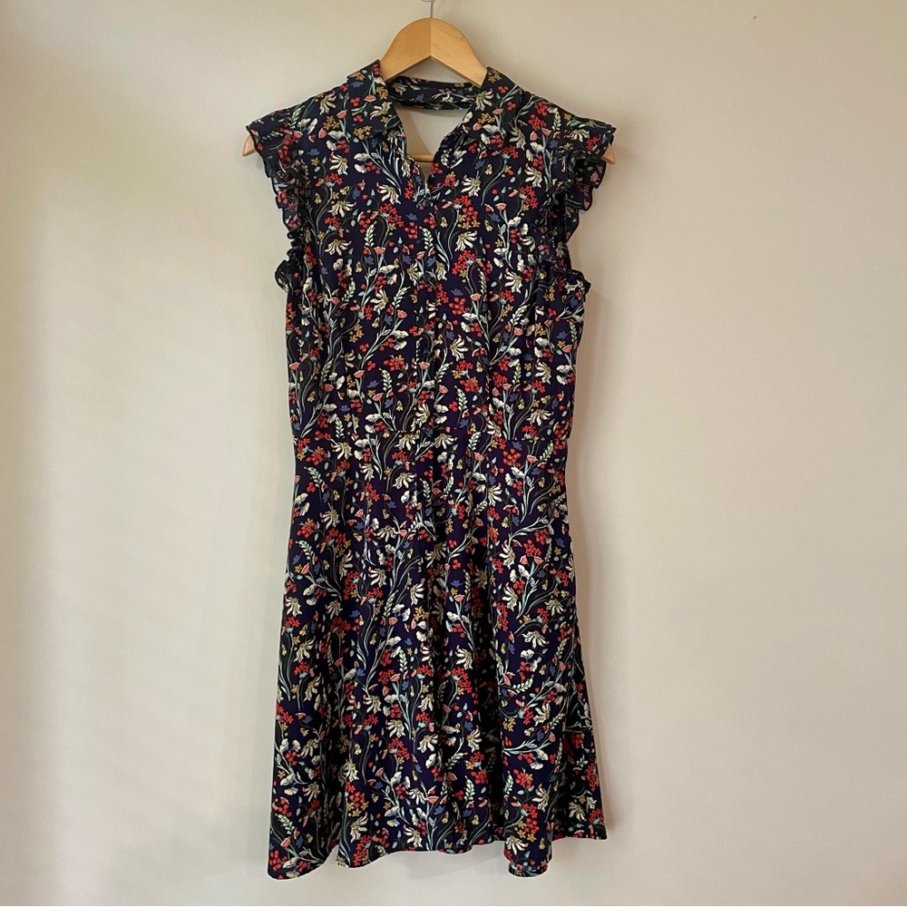 DEX Floral Patterned Button Down Back Cutout Mini Dress Women’s Small